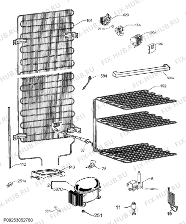 Взрыв-схема холодильника Electrolux EN3611AOX - Схема узла Cooling system 017